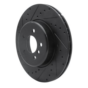 BMW 535I GT Brake Rotor (1) - Rear Left - R1 Concepts - Drilled & Slotted - Black - `10-`19
